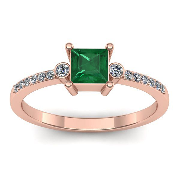 Inel de logodna cu smarald patrat