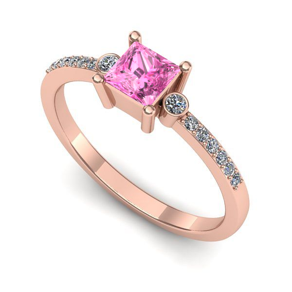 Inel de logodna din aur roz cu safir roz