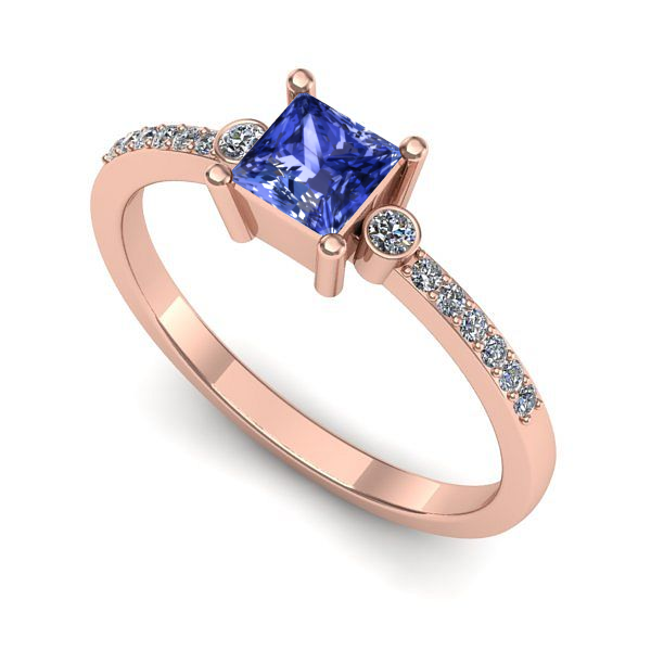 Inel din aur roz cu tanzanit
