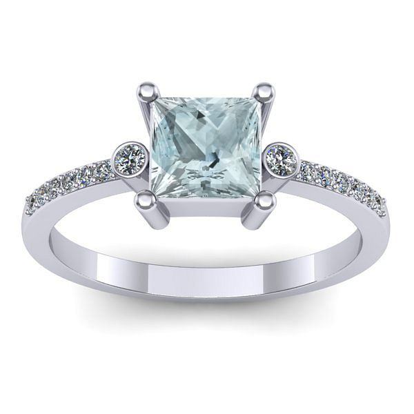 Inel logodna cu aquamarin patrat