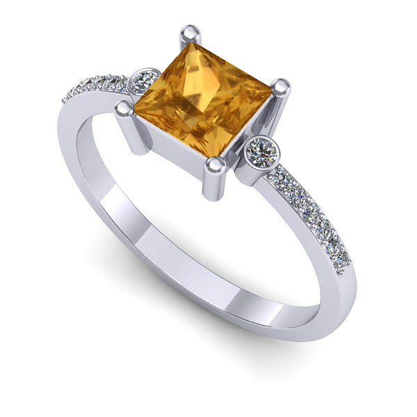 Inel din aur alb cu citrin