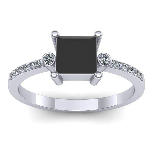 Inel de logodna cu diamant negru patrat