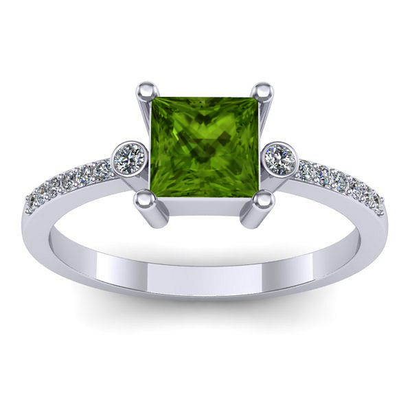 Inel logodna cu peridot patrat