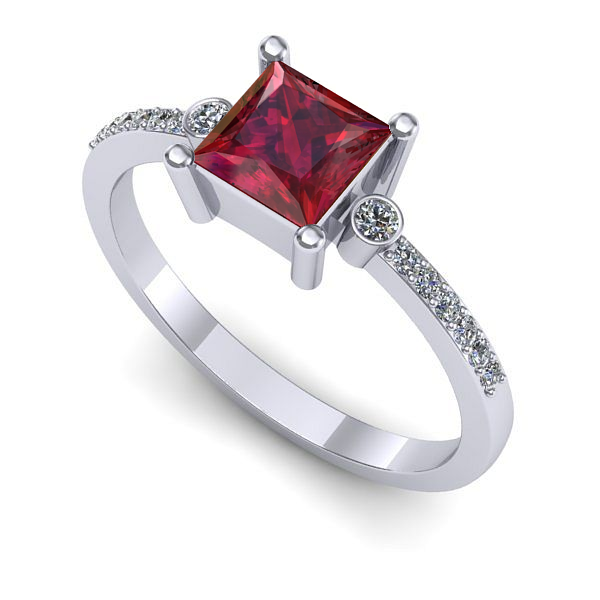 Inel din aur alb cu rubin