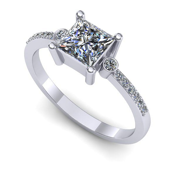 Inel din aur alb cu diamant de laborator