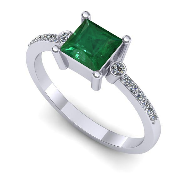 Inel din aur alb cu smarald