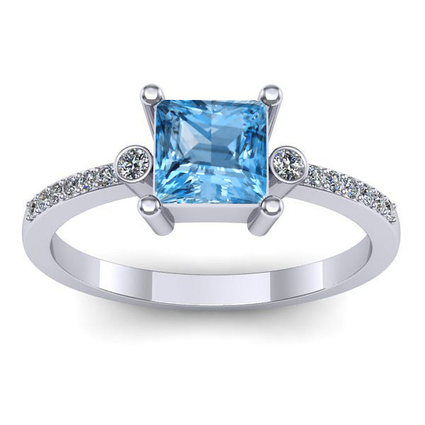 Inel logodna cu topaz blue patrat