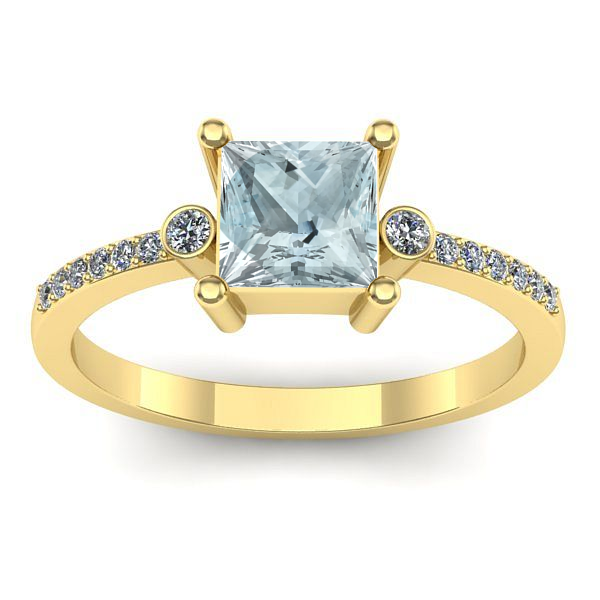 Inel de logodna cu aquamarin patrat