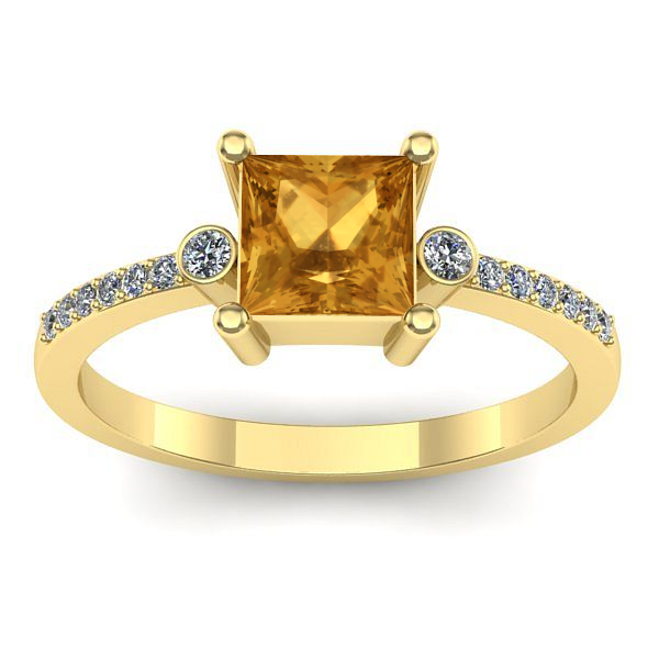 Inel cu citrin patrat