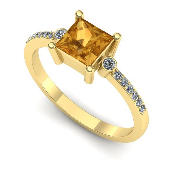 Inel de logodna din aur galben cu citrin
