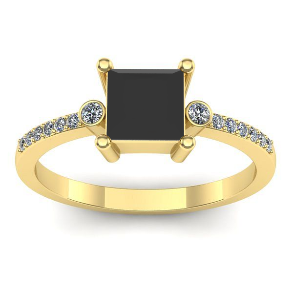 Inel de logodna cu diamant negru patrat