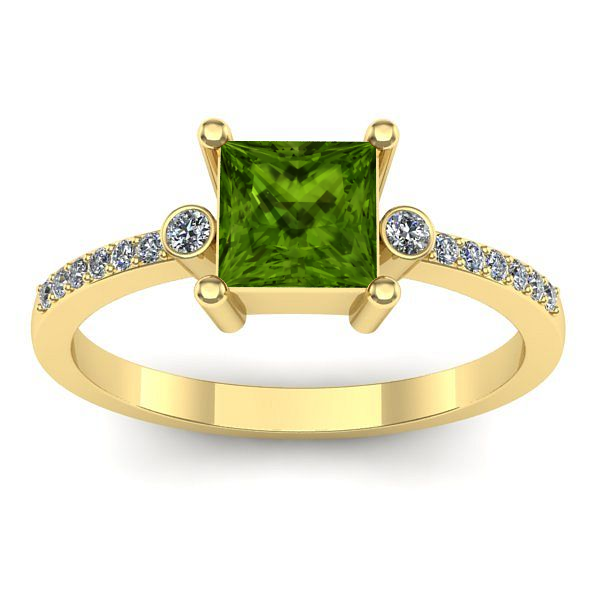 Inel de logodna cu peridot patrat