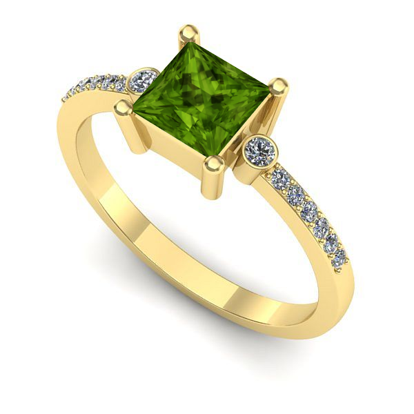 Inel logodna din aur galben cu peridot