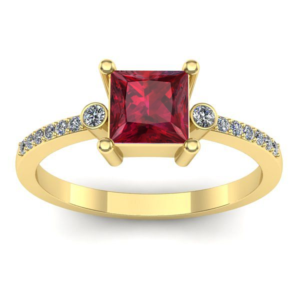 Inel logodna cu rubin patrat