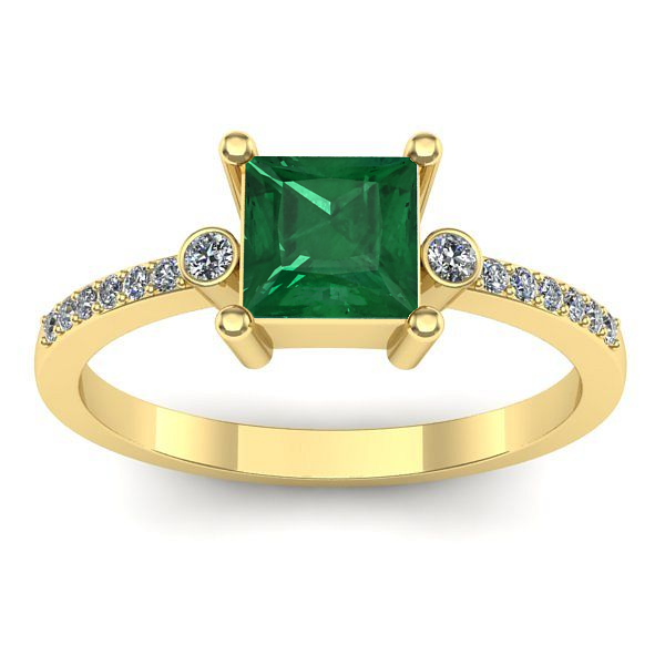 Inel cu smarald patrat