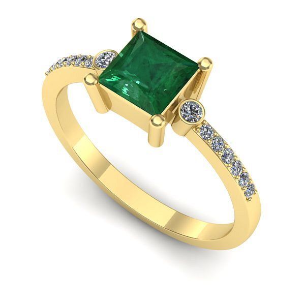 Inel din aur galben cu smarald