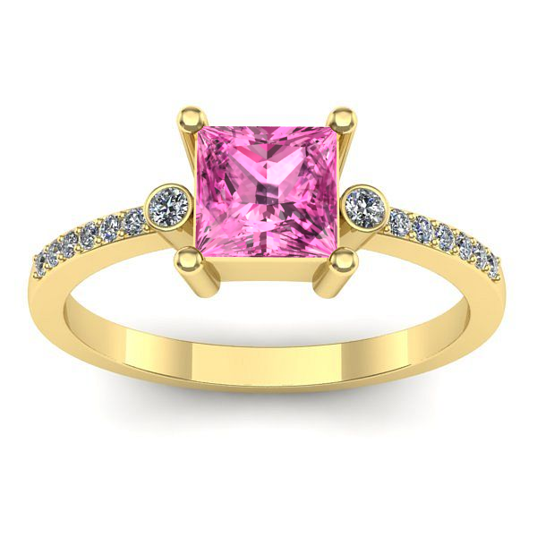 Inel de logodna cu safir roz patrat