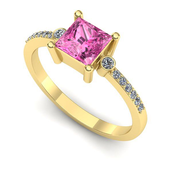 Inel din aur galben cu safir roz