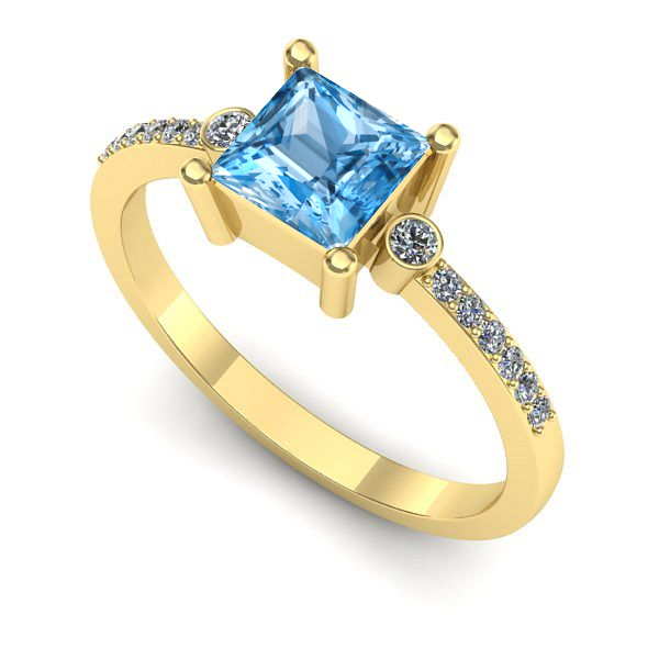 Inel din aur galben cu topaz blue