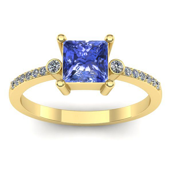 Inel de logodna cu tanzanit patrat