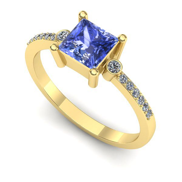 Inel de logodna din aur galben cu tanzanit