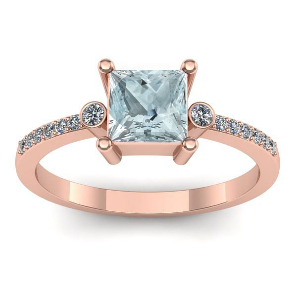 Inel de logodna cu aquamarin patrat