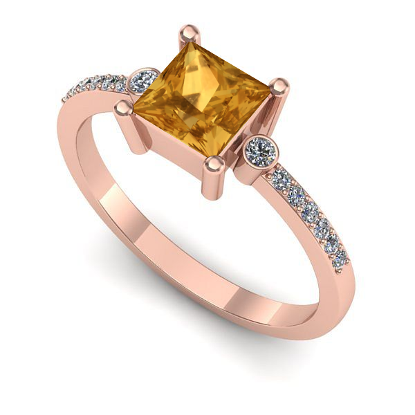 Inel din aur roz cu citrin