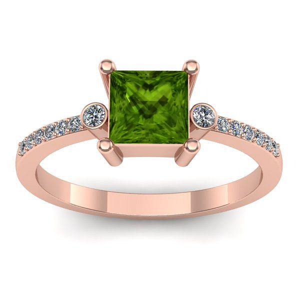 Inel de logodna cu peridot patrat