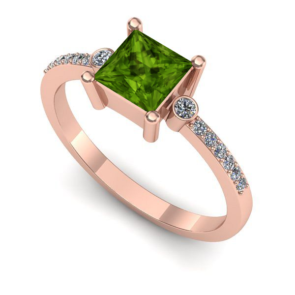 Inel de logodna din aur roz cu peridot