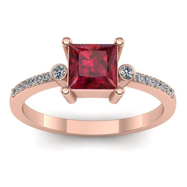 Inel de logodna cu rubin patrat