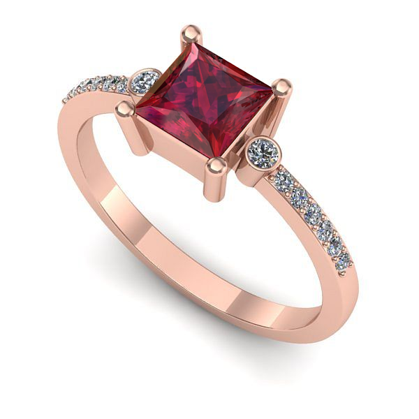 Inel din aur roz cu rubin