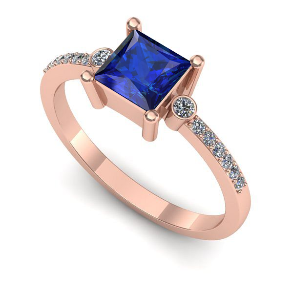 Inel logodna din aur roz cu safir