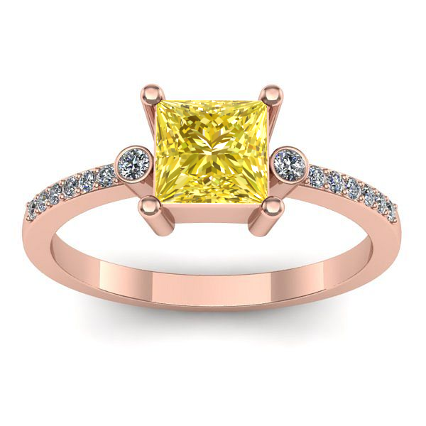 Inel de logodna cu safir galben patrat