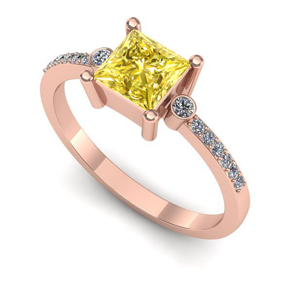 Inel din aur roz cu safir galben