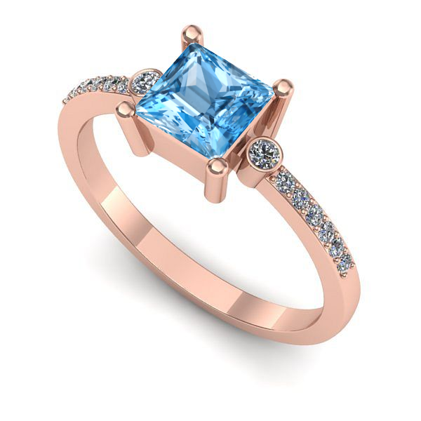 Inel din aur roz cu topaz blue