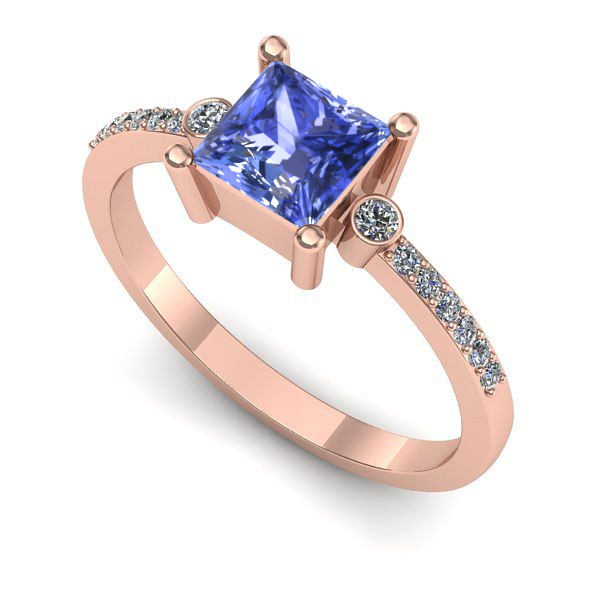 Inel logodna din aur roz cu tanzanit