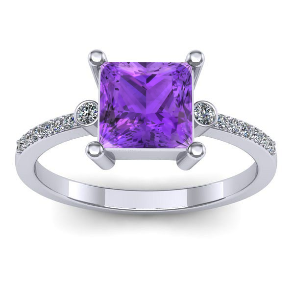 Inel logodna cu ametist patrat
