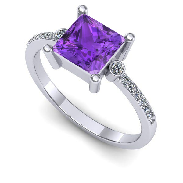 Inel din aur alb cu ametist