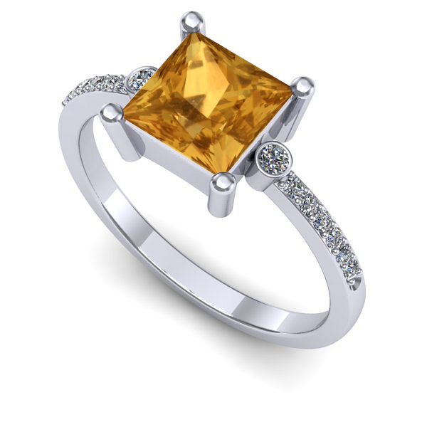 Inel de logodna din aur alb cu citrin