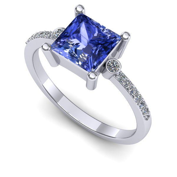 Inel de logodna din aur alb cu tanzanit