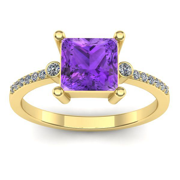 Inel de logodna cu ametist patrat