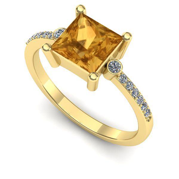 Inel logodna din aur galben cu citrin