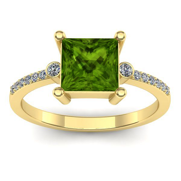Inel cu peridot patrat
