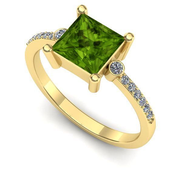 Inel logodna din aur galben cu peridot