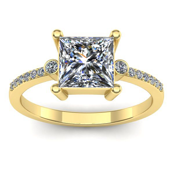 Inel cu diamant de laborator patrat