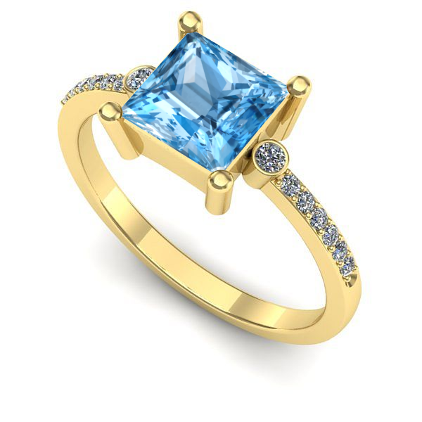 Inel din aur galben cu topaz blue