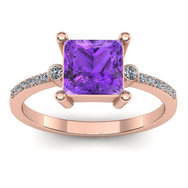 Inel de logodna cu ametist patrat