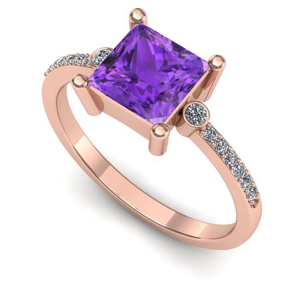 Inel din aur roz cu ametist