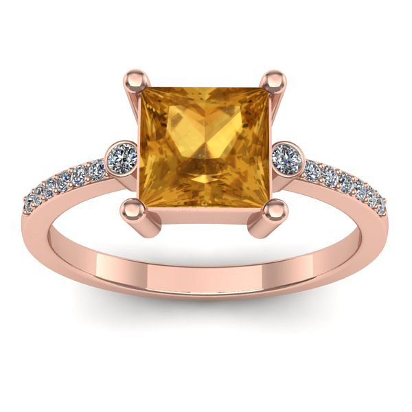 Inel cu citrin patrat