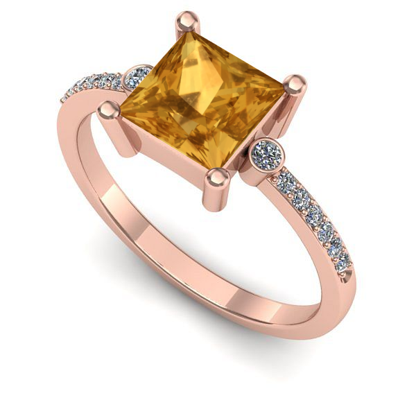 Inel din aur roz cu citrin